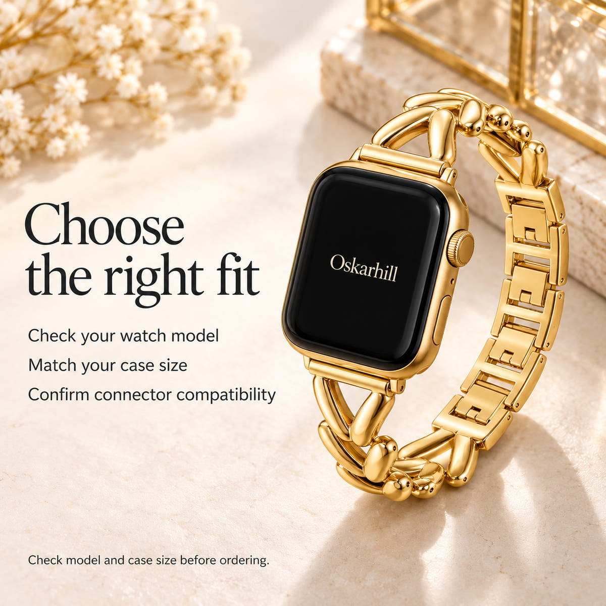Monelle Apple Watch band guide to checking watch model, case size and connector compatibility