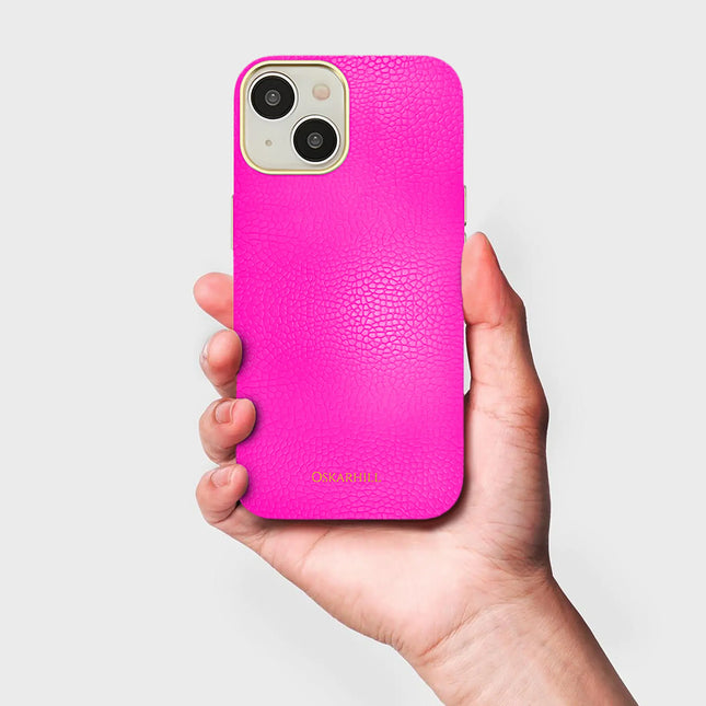 iPhone 15 Elite Leather MagSafe Compatible Shocking Pink
