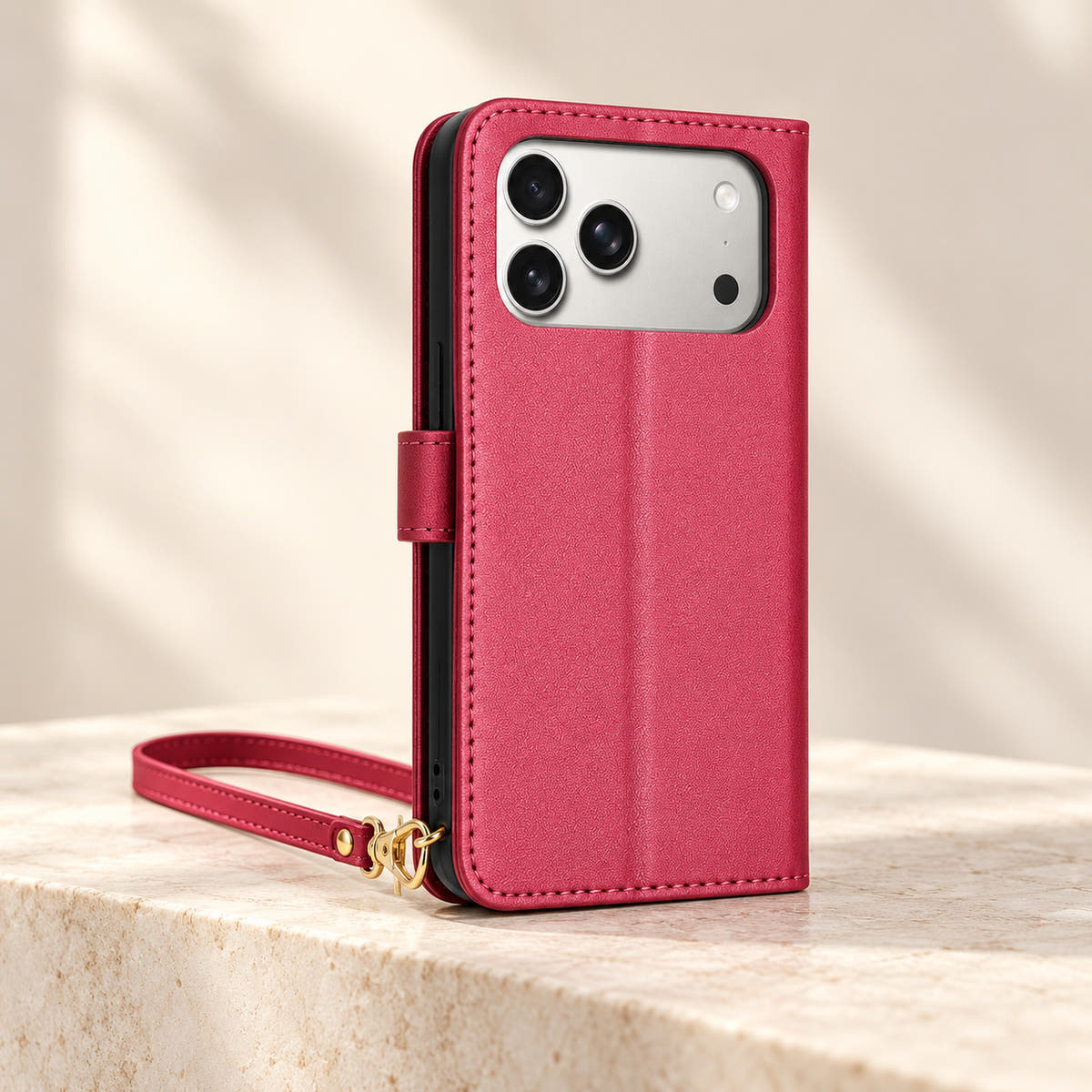 Red Butterfly iPhone wallet case — plain rear panel and camera opening