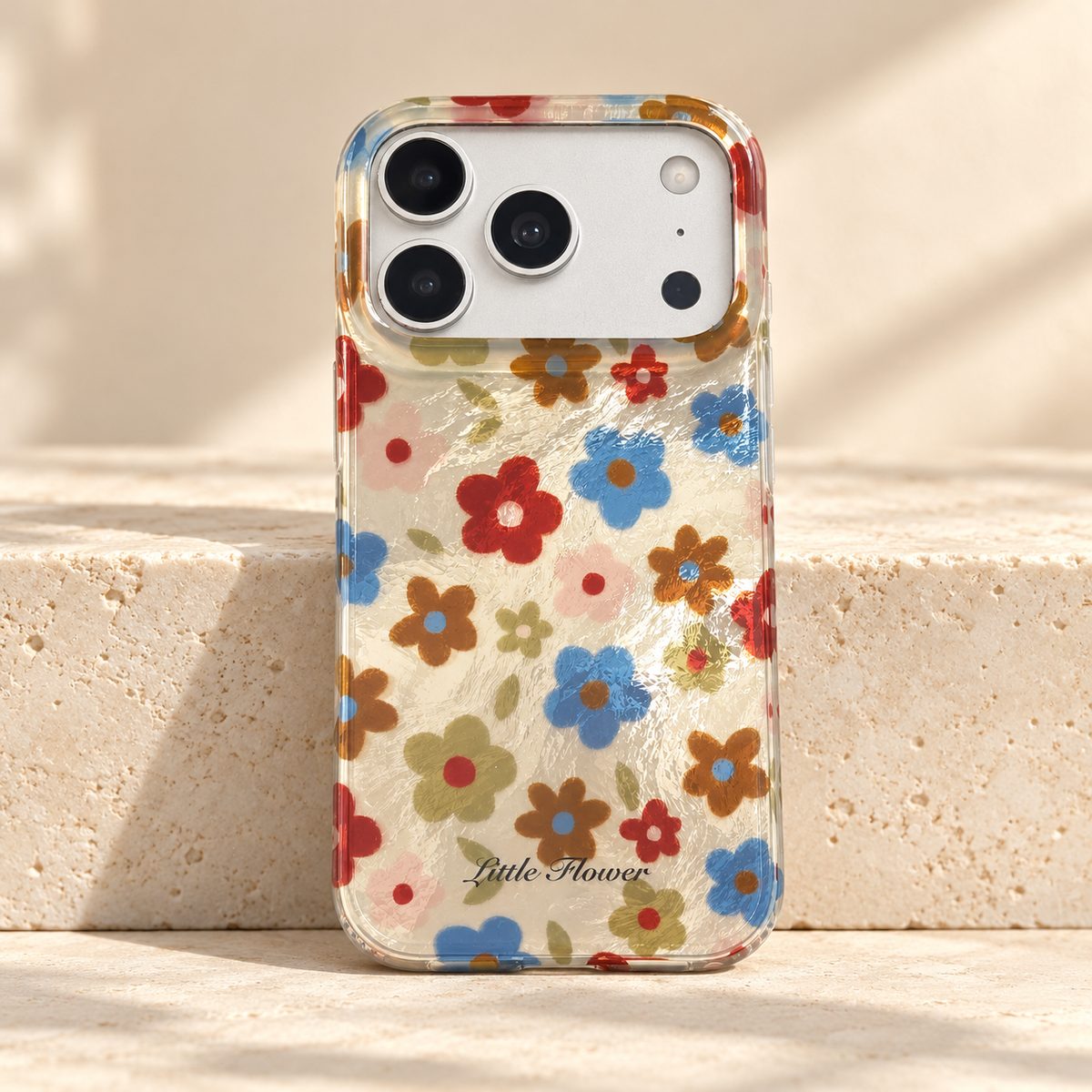 Retro Daisy Floral iPhone Case in Cream or Black — Cream Floral, hero