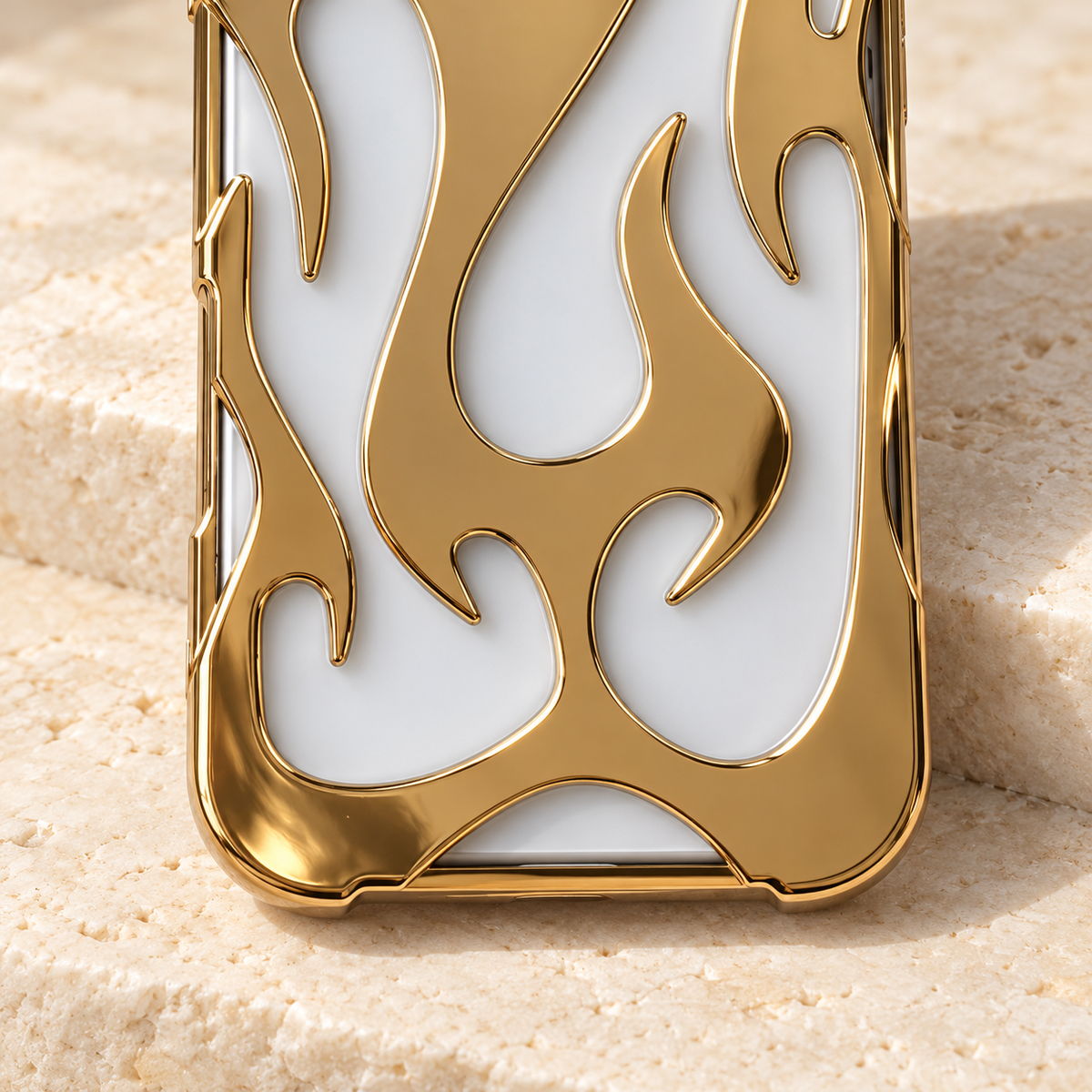 Flame Contrast iPhone Case in Metallic and Black Finishes — Gold, detail