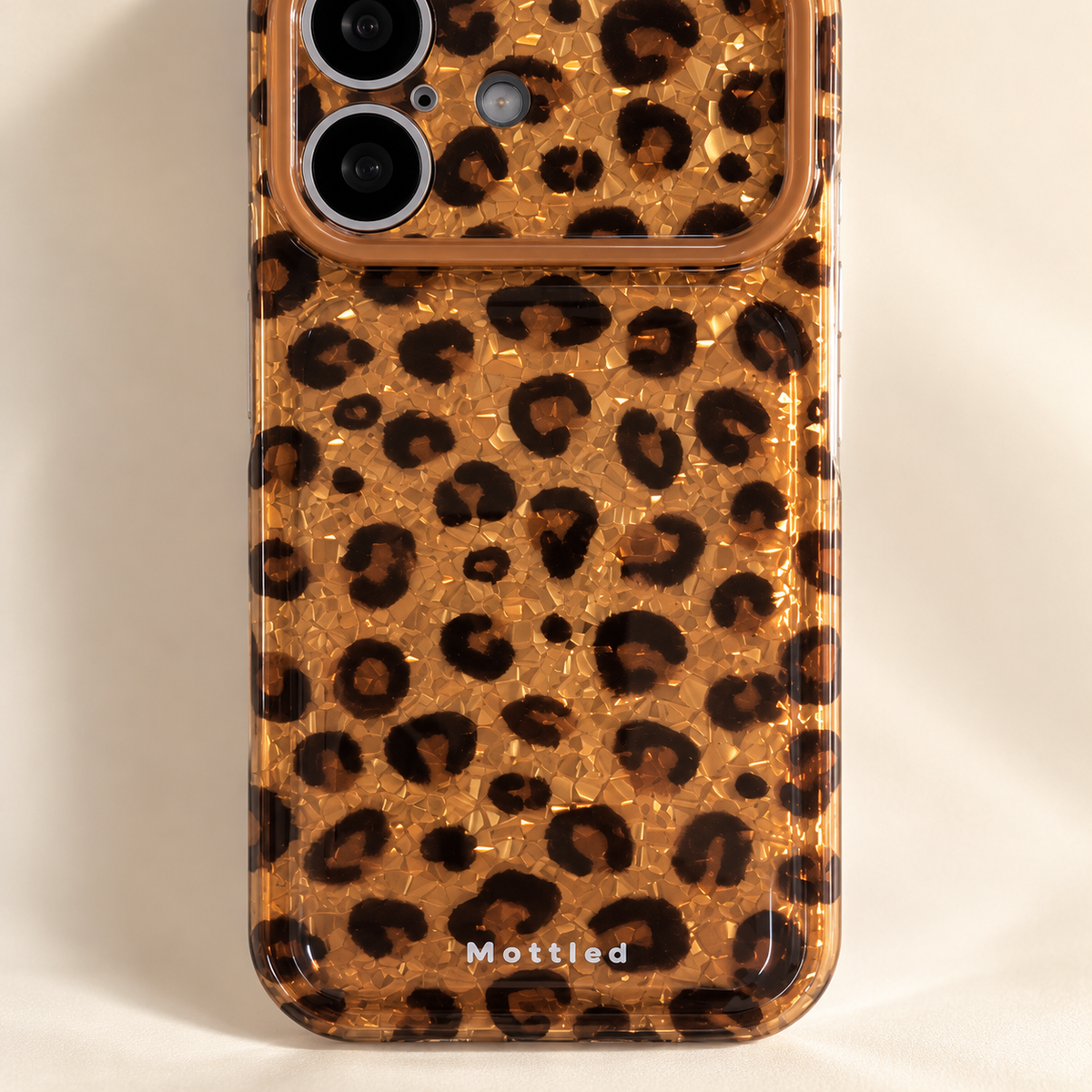 Glitter Leopard iPhone Case in Gold — leopard pattern and finish detail