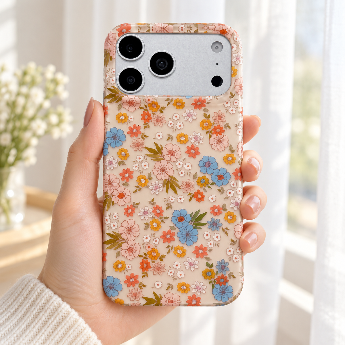Meadow Floral iPhone case — floral design in daylight.