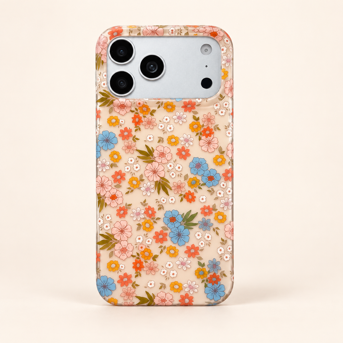 Meadow Floral iPhone case — full rear studio view.