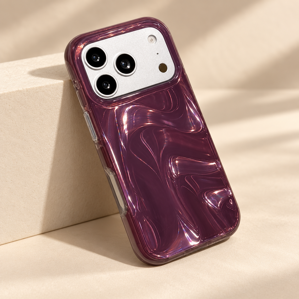 Plum Swirl Glossy iPhone Case — Plum, left angle