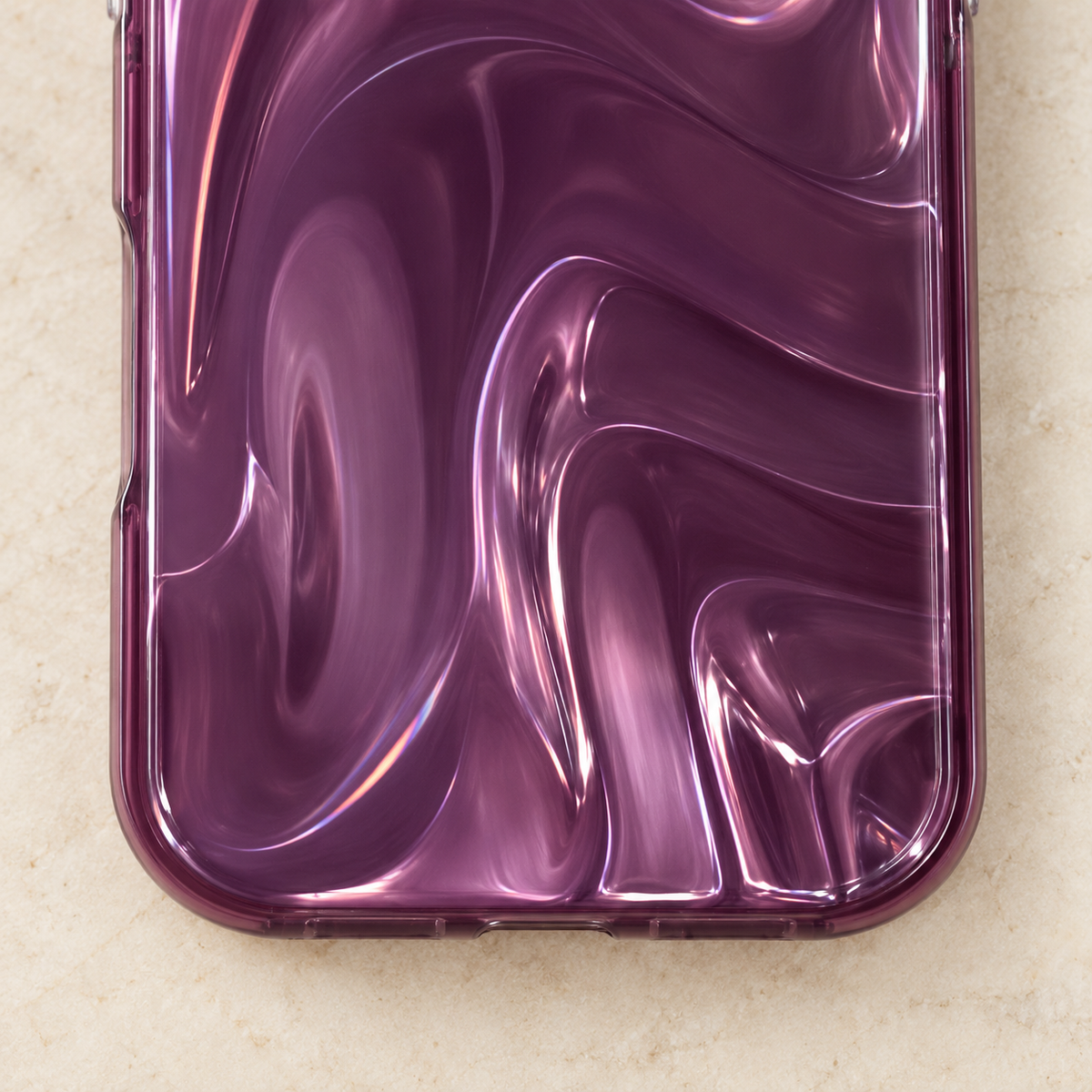 Plum Swirl Glossy iPhone Case — Plum, lower swirl detail
