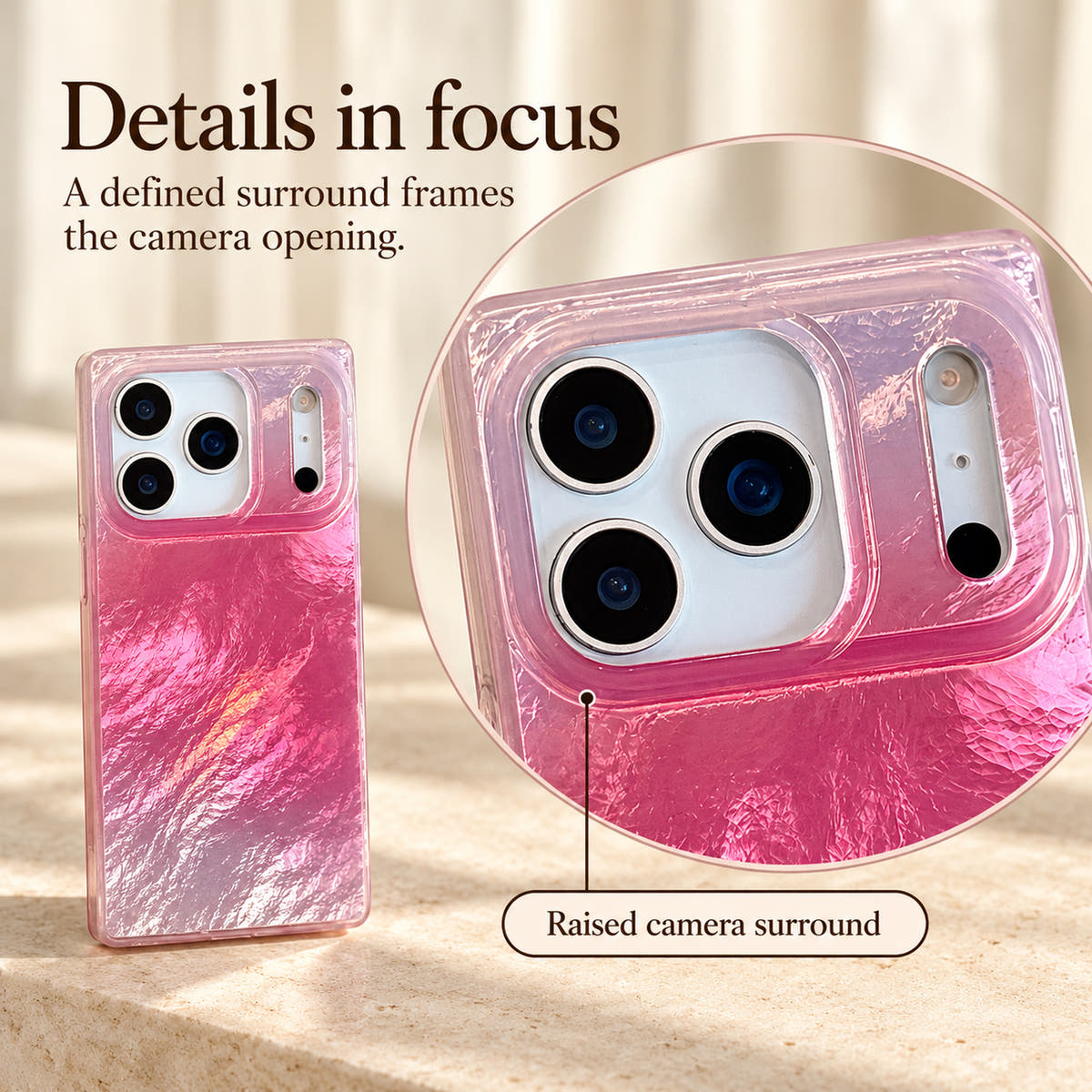 Radiant Wave camera surround detail with its three-lens opening and separate flash and sensor aperture