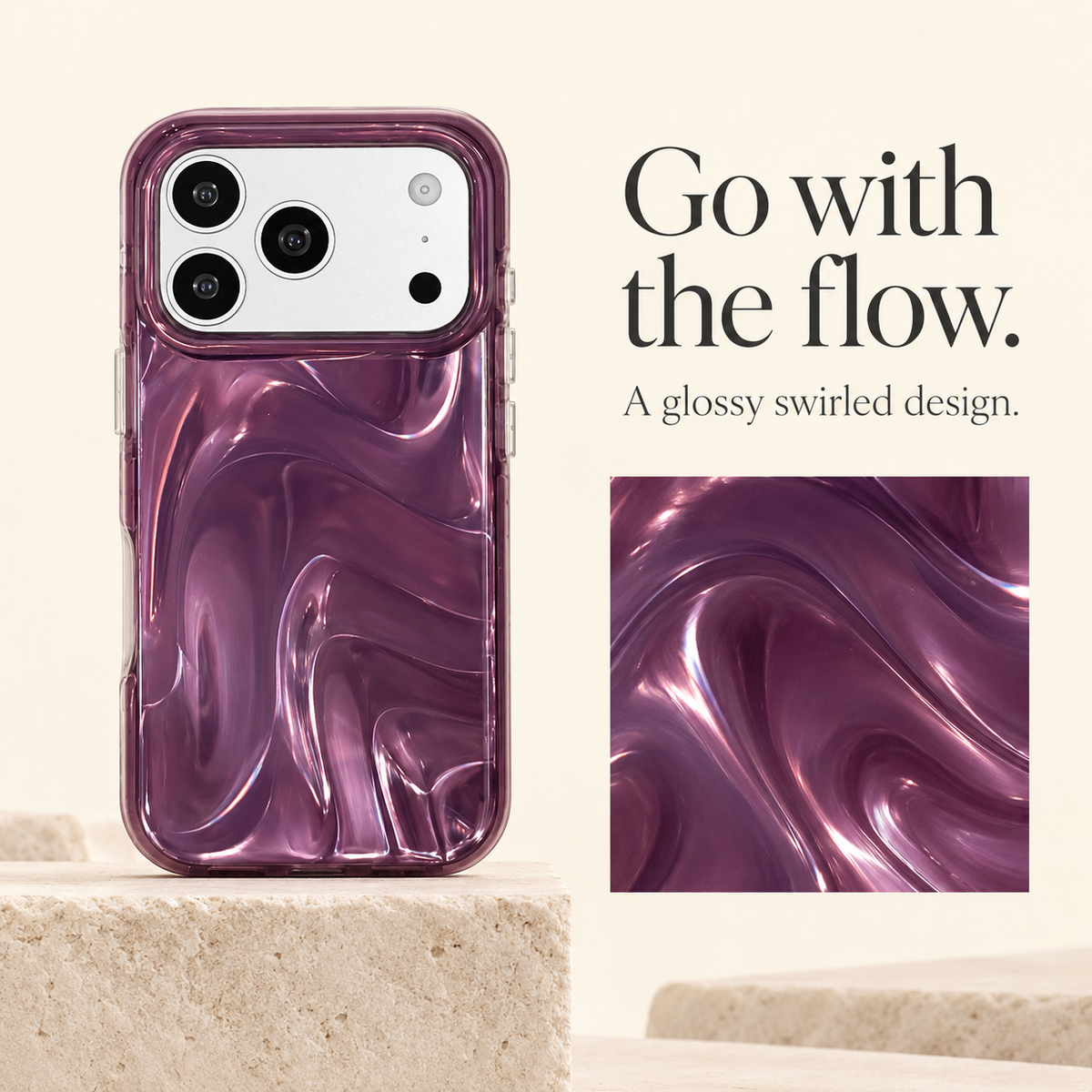 Plum Swirl Glossy iPhone Case — shared guide, swirl design