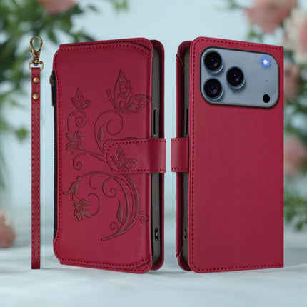 Velora Zip Phone Wallet Case with Card Slots & Wrist Strap | Secure Flip Stand Phone Cover