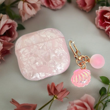 Pearl Marble AirPods Case Glossy Protective Cover with Shell Charm