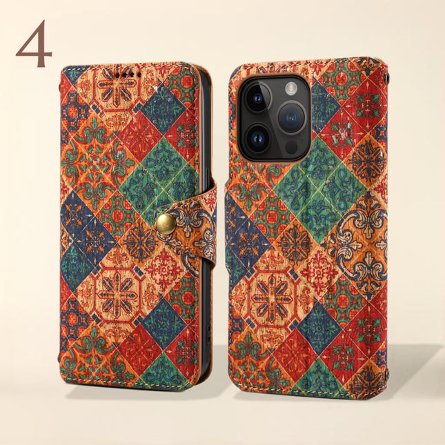 Beautiful Bohemian Wallet iPhone Case with Card Slot, Wallet Flip Phone Case