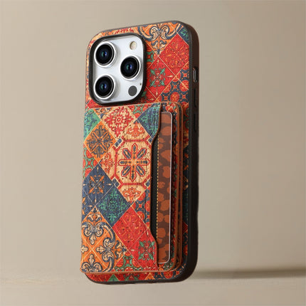 Bohemian Style Phone Case with Card Holder Stylish, Protective & Functional