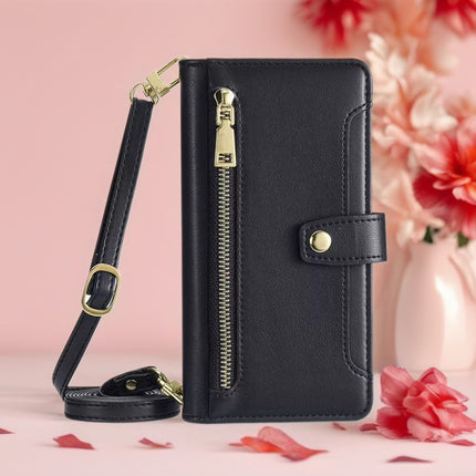 Minimal Leather Crossbody Phone Wallet Case | Zip Pocket, Card Slots & Shoulder Strap
