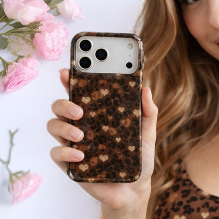 Glitter Leopard Heart Case for iPhone | Sparkly Protective Phone Cover