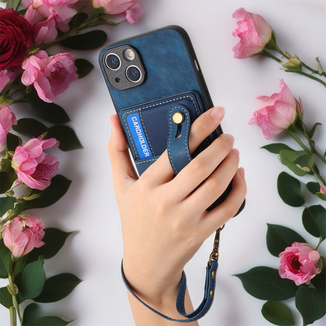 Leather Card Holder Case for iPhone | Wallet Phone Cover with Wrist Strap & Kickstand