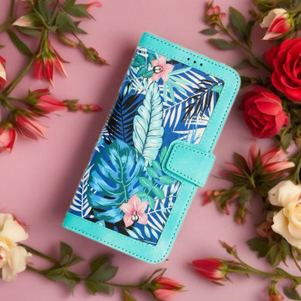 Tropical Tone Leather iPhone Wallet Case | Flip Cover with Card Slots & Wrist Strap