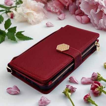 Monarch Luxe Zip Wallet iPhone Case Leather Card Holder with Chain Strap