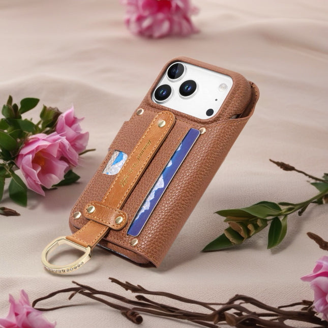 Multi-Function Leather Wallet Case for Phone | Zipper Pocket, Card Slots & Hand Strap