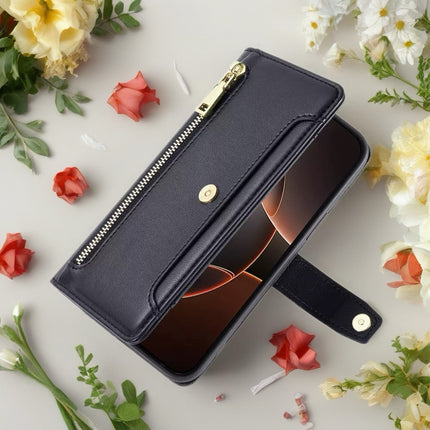 Minimal Leather Crossbody Phone Wallet Case | Zip Pocket, Card Slots & Shoulder Strap