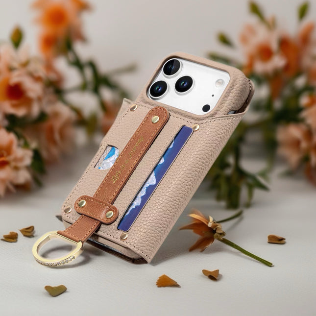 Multi-Function Leather Wallet Case for Phone | Zipper Pocket, Card Slots & Hand Strap