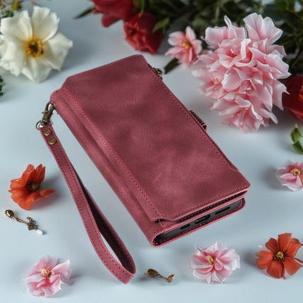 BlushCarry Leather Wallet iPhone Case Zipper Pocket Card Holder with Wrist Strap