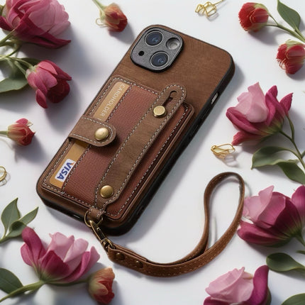 Leather Card Holder Case for iPhone | Wallet Phone Cover with Wrist Strap & Kickstand