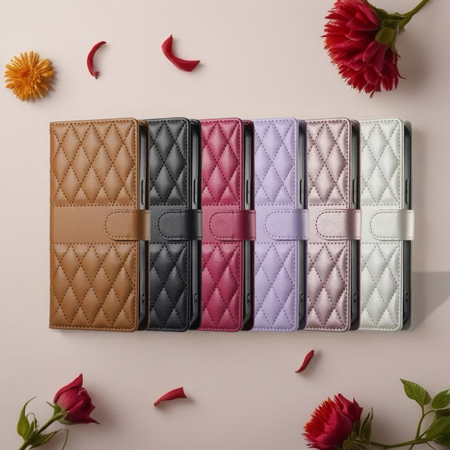 Leather Quilted iPhone Wallet Case | Flip Cover with Card Slots, Wrist Strap & Full Protection