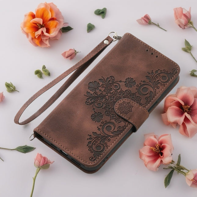 Floral Embossed Leather Flip Wallet Case for iPhone | Card Holder & Full Body Protective Cover