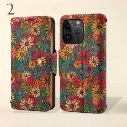 Beautiful Bohemian Wallet iPhone Case with Card Slot, Wallet Flip Phone Case