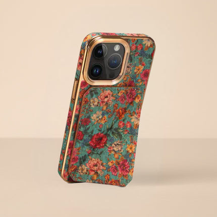Bohemian Fabric Phone Case with Card Holder Wallet iPhone Case Fashionable Durable and Practical
