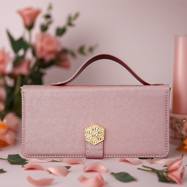 Monarch Luxe Zip Wallet iPhone Case Leather Card Holder with Chain Strap