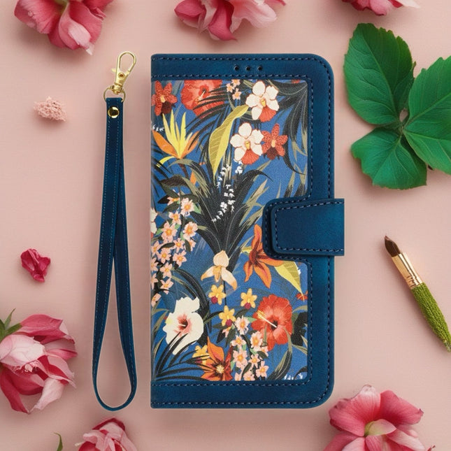 Tropical Tone Leather iPhone Wallet Case | Flip Cover with Card Slots & Wrist Strap