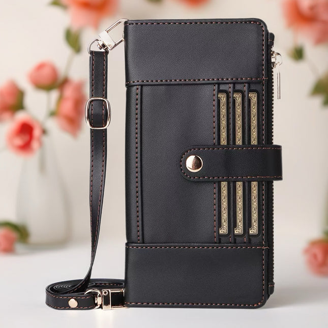 Elaris Crossbody Leather Wallet Phone Case with Card Slots & Secure Closure
