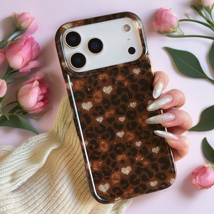 Glitter Leopard Heart Case for iPhone | Sparkly Protective Phone Cover