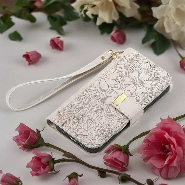 Floral Wallet Phone Case with Pouch | Elegant Flower Design, Protective Cover & Built-In Storage for Cards and Essential