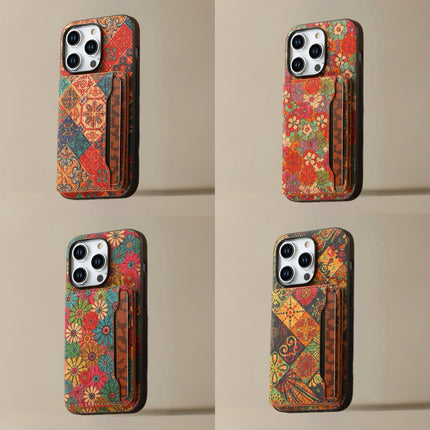 Bohemian Style Phone Case with Card Holder Stylish, Protective & Functional
