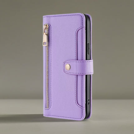 Minimal Leather Crossbody Phone Wallet Case | Zip Pocket, Card Slots & Shoulder Strap