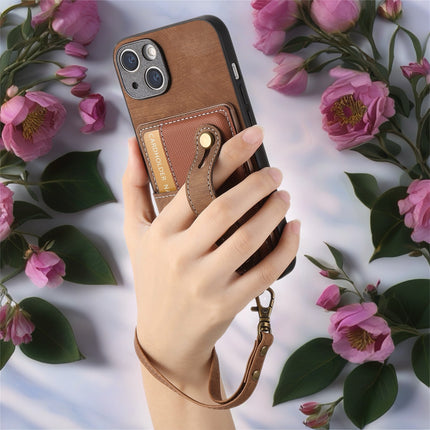 Leather Card Holder Case for iPhone | Wallet Phone Cover with Wrist Strap & Kickstand