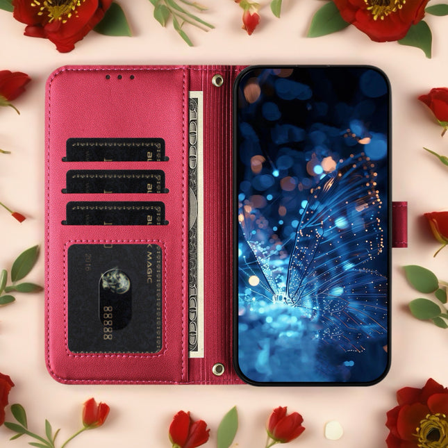 Butterfly Leather Wallet Case for iPhone | Zipper Pocket, Card Slots & Wrist Strap