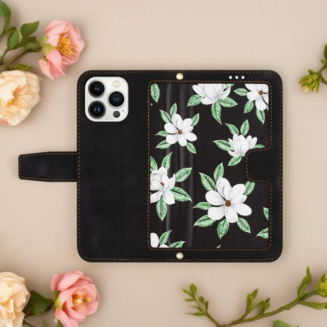 Tropical Tone Leather iPhone Wallet Case | Flip Cover with Card Slots & Wrist Strap