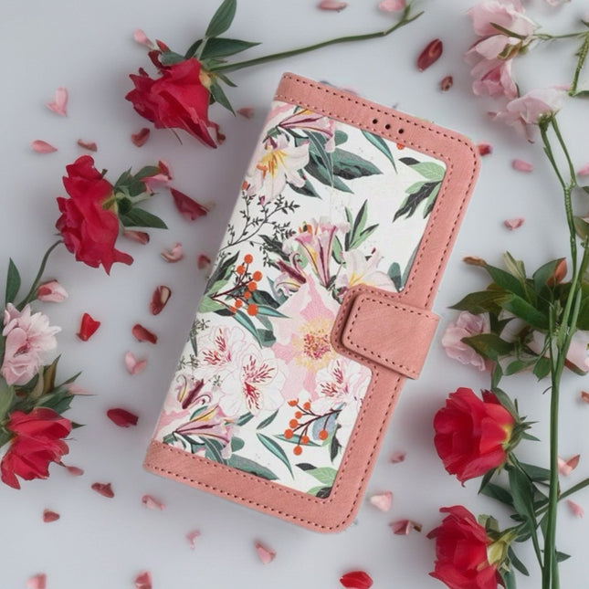 Tropical Tone Leather iPhone Wallet Case | Flip Cover with Card Slots & Wrist Strap