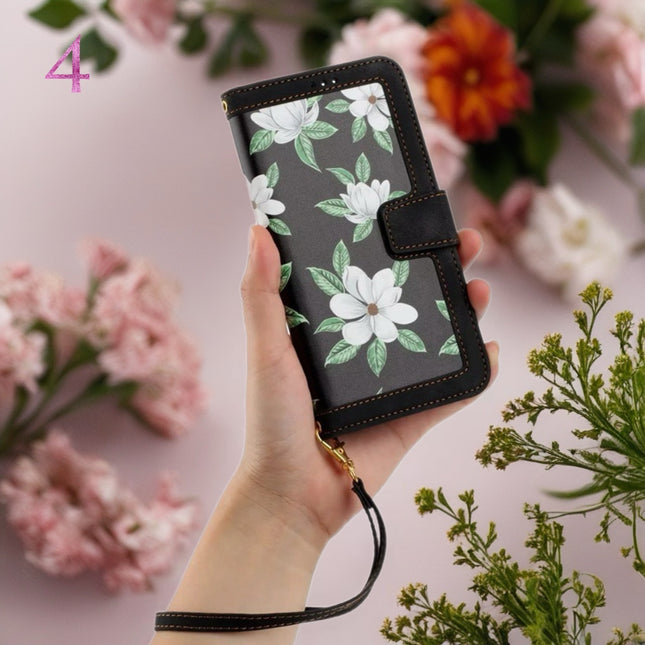 Tropical Tone Leather iPhone Wallet Case | Flip Cover with Card Slots & Wrist Strap