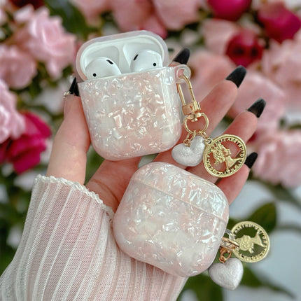 Opal Marble AirPods Case Glossy Protective Cover with Heart Coin Charm