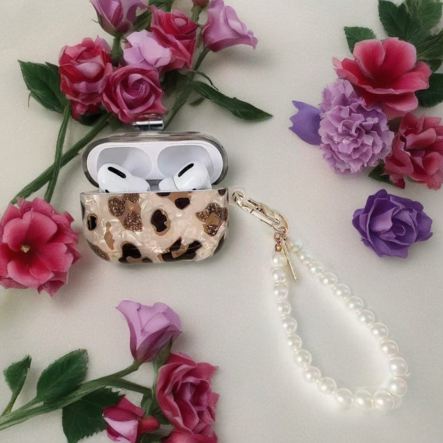 Gilded Leopard Heart AirPods Case Glossy Protective Cover with Charm