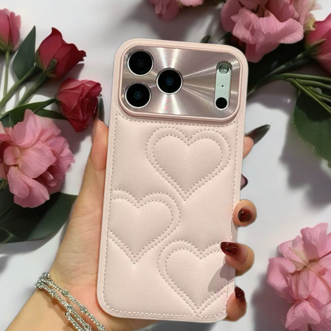 Puffy Heart Pattern Leather Phone Case for iPhone | Soft, Stylish and Protective Cover