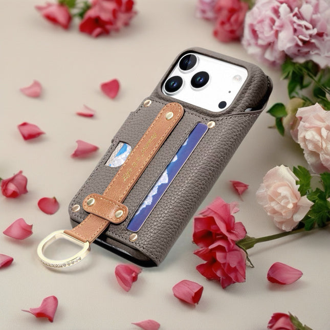 Multi-Function Leather Wallet Case for Phone | Zipper Pocket, Card Slots & Hand Strap