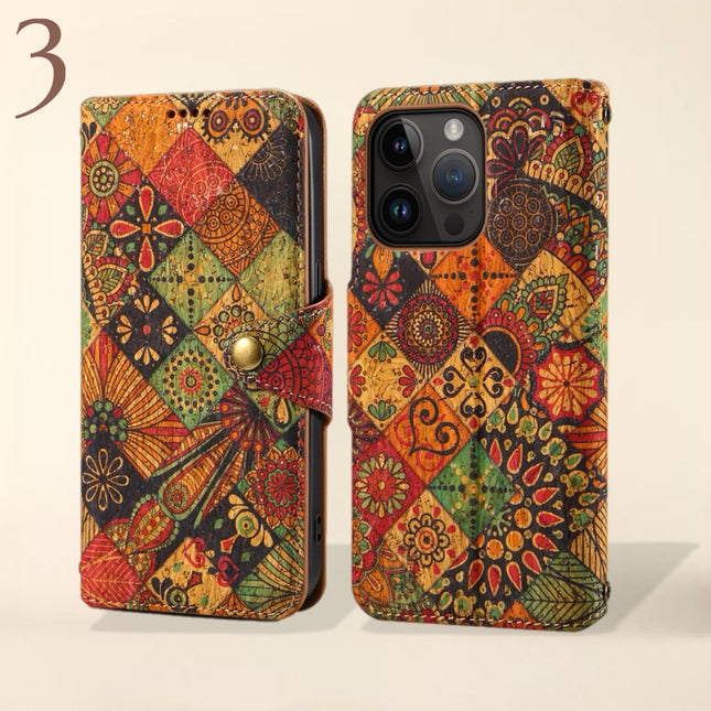 Beautiful Bohemian Wallet iPhone Case with Card Slot, Wallet Flip Phone Case