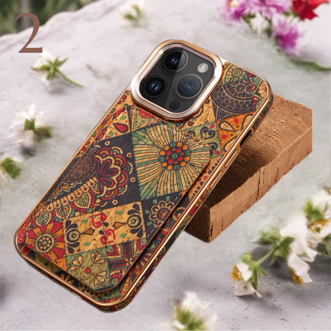 Bohemian Fabric Phone Case with Card Holder Wallet iPhone Case Fashionable Durable and Practical