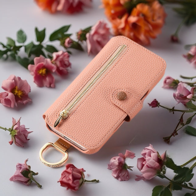 Multi-Function Leather Wallet Case for Phone | Zipper Pocket, Card Slots & Hand Strap