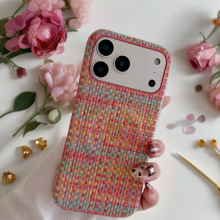 Pastel Woven Heart Fabric Case for iPhone | Protective Textile MagSafe Phone Cover